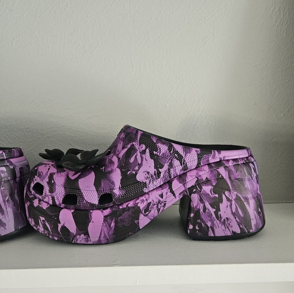 NWT CROCS Siren Hyper Floral Clog- Black/Purple - Picture 5 of 10